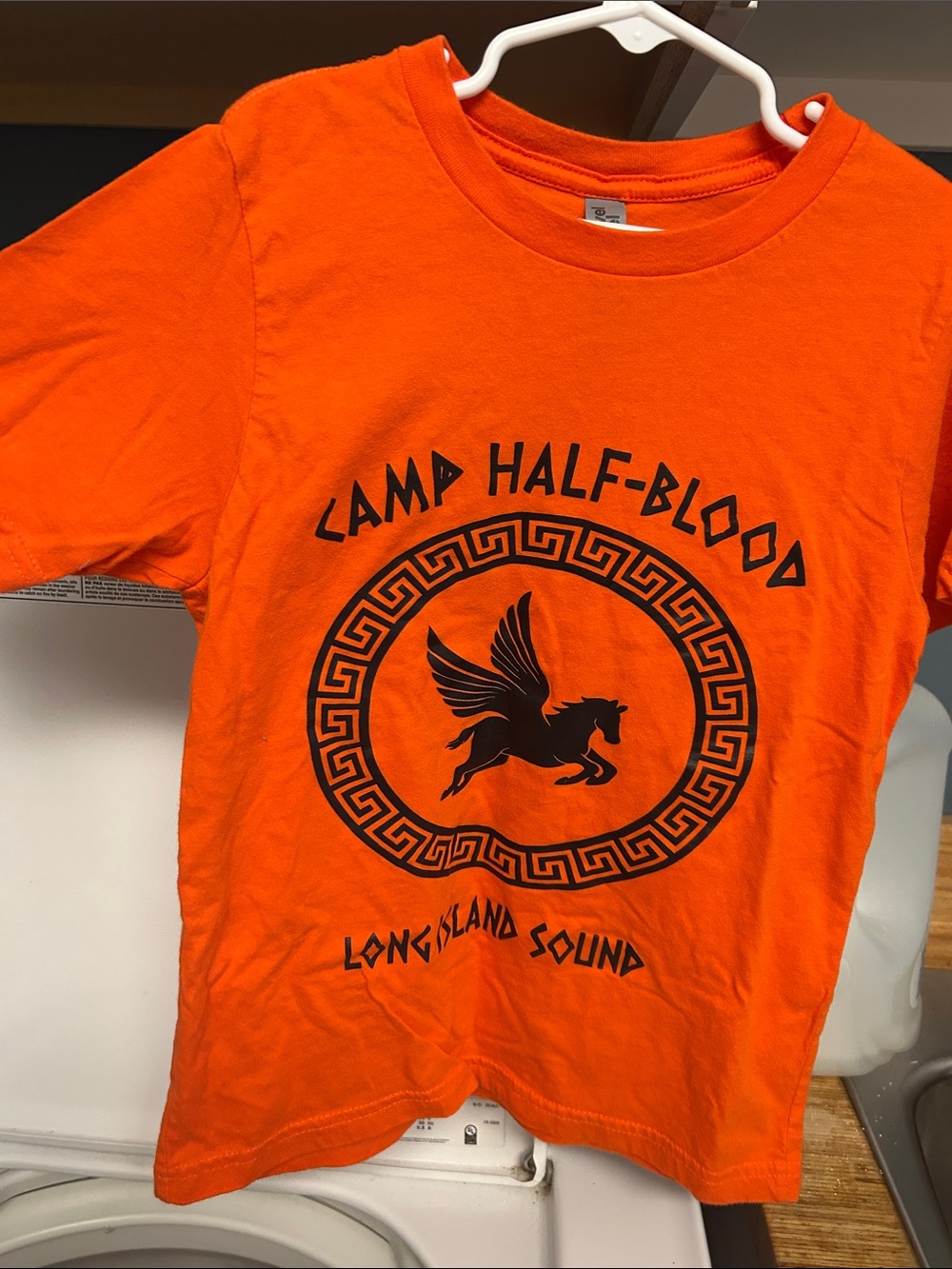 Next Level Apparel Orange Kids Short Sleeve Tee with Black Pegasus Graphic